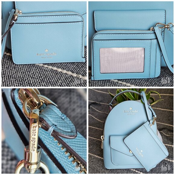 #10 Kate Spade Schuyler Mini Backpack and Wristlet – Smoky Blue - Picture 15 of 16